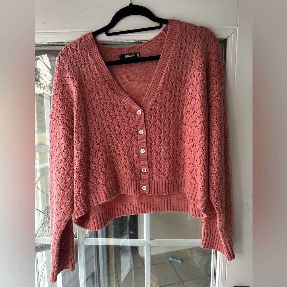 Missguided Salmon Button Up Cardigan